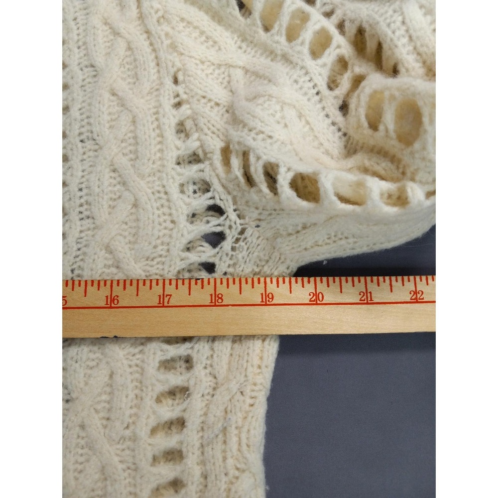 VINTAGE 90s Armani Exchange Merino & Angora Cable Sweater Ivory Size S - Picture 8 of 11